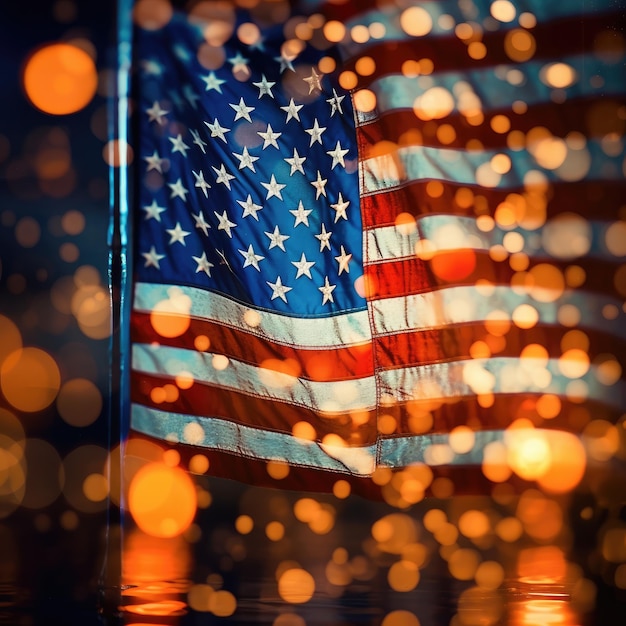Близкий взгляд на волнистый американский флаг