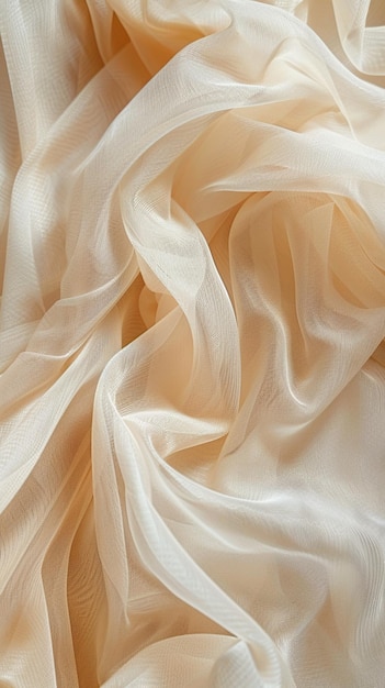 Closeup of rippled beige silk fabric texture background