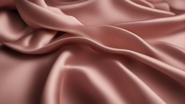 Photo closeup of rippled pink satin fabric 3d render illustration