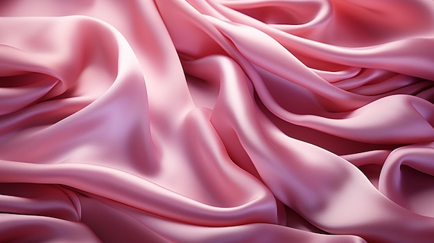 Closeup of rippled pink satin fabric as background texturegenerative ai