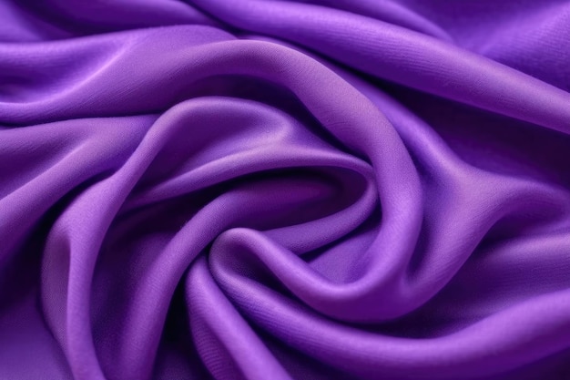 波状の紫色のサテン生地のテクスチャ背景のクローズ アップ