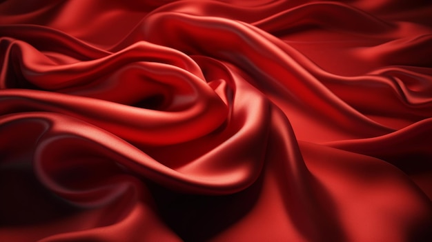 Closeup of rippled red silk fabricgenerative ai