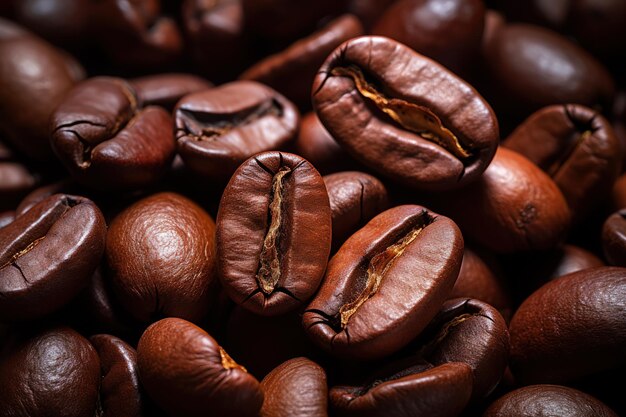 Foto i chicchi di caffè tostati in primo piano possono essere utilizzati come sfondo utilizzato come sfondo di un caffè o di un prodotto a base di caffè