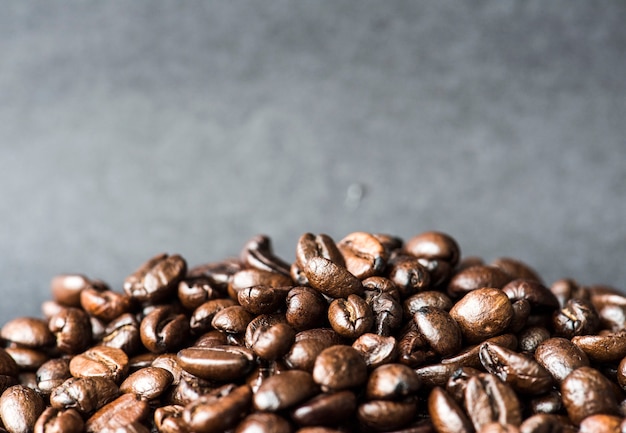 Closeup of roasted coffee beans macro