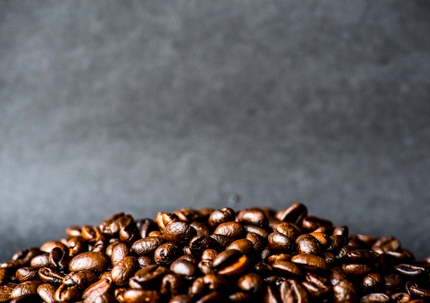 Closeup of roasted coffee beans macro