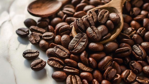 Closeup roasted coffee beans