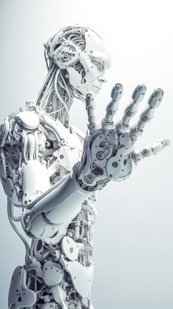 Closeup robot hand on a light background generative ai