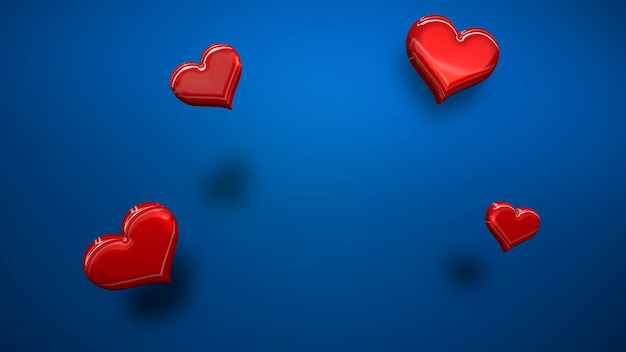 Closeup romantic small hearts on Valentines day shiny background. Luxury and elegant style 3D illustration for holiday