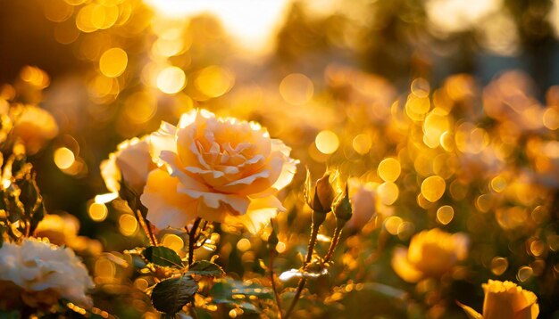 closeup on rose flower with bokeh background