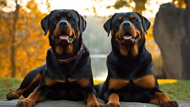 Photo closeup of a rottweiler dog