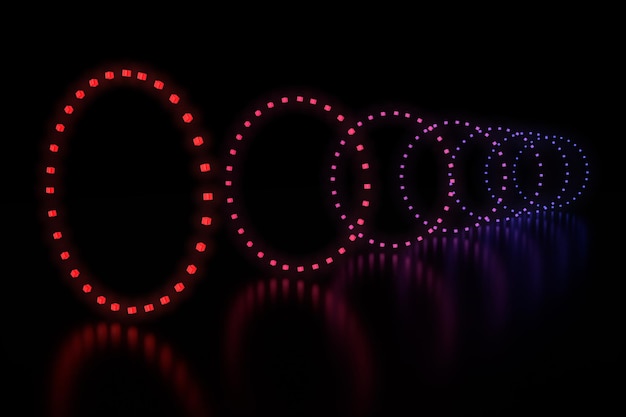 Closeup on a row of circle shaped LED lights