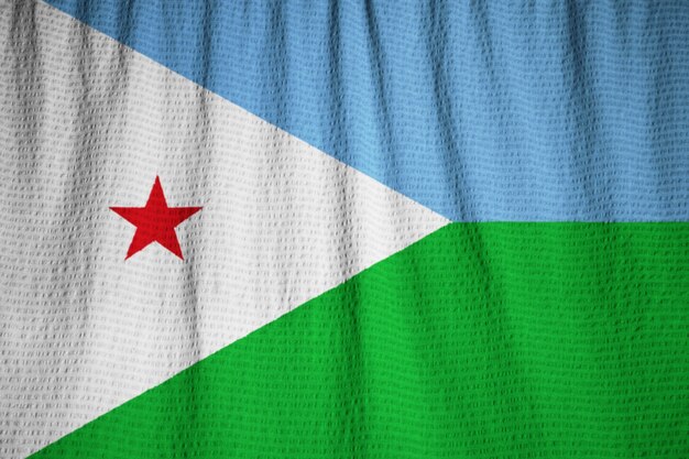 Closeup of Ruffled Djibouti Flag