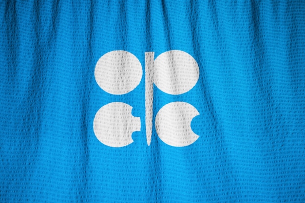 Closeup of Ruffled Organization of the Petroleum Exporting Countries Flag