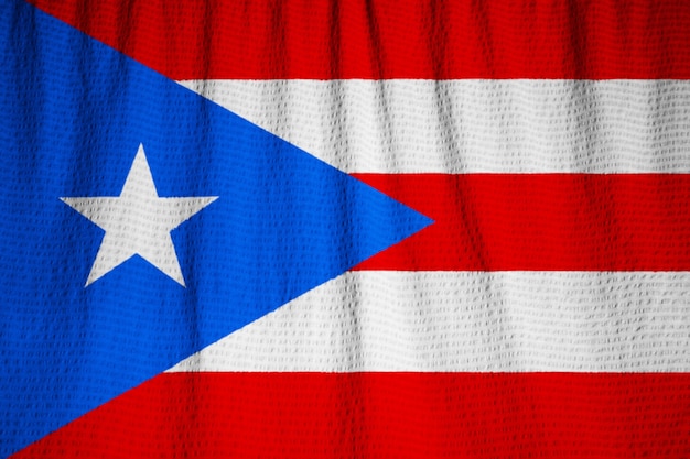 Closeup of ruffled puerto rico flag, puerto rico flag blowing in wind