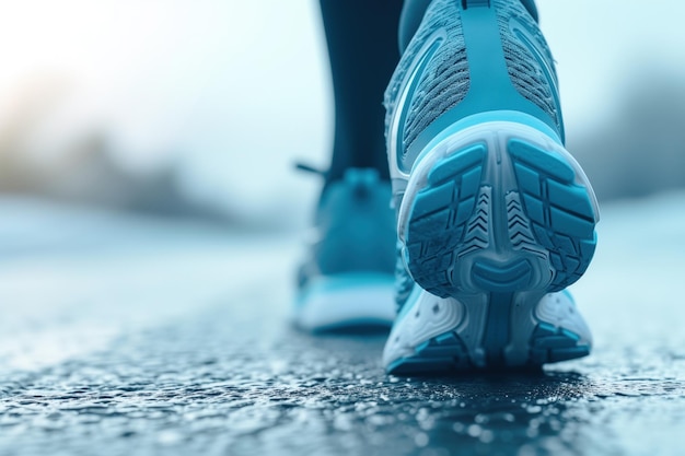 CloseUp of Running Shoes on the Move for Fitness and Health