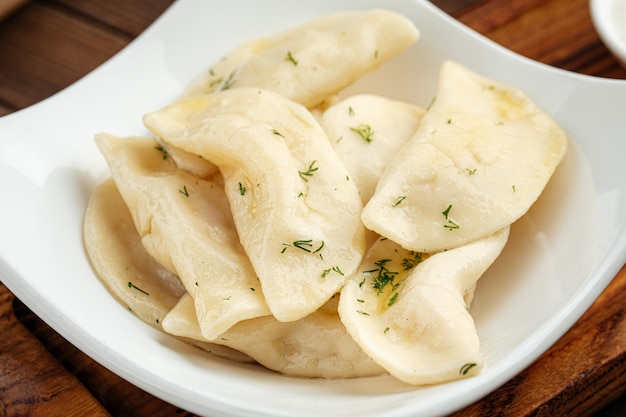 Closeup on russian vareniki dumplings