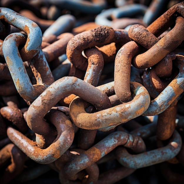 Closeup of Rusted Chain Links