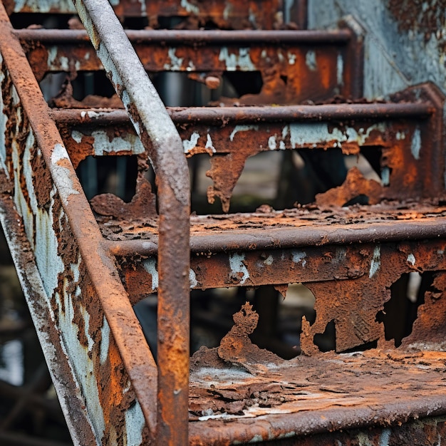 Foto primo piano delle scale di metallo arrugginite