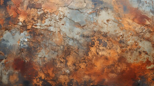 Closeup of a rusted metal surface textured aged by time