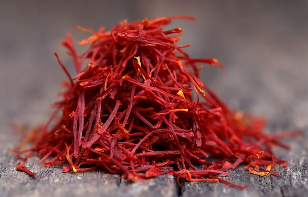 Closeup of Saffron on natural surface