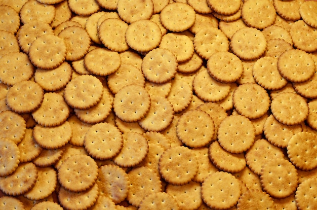 Closeup of salted crackers