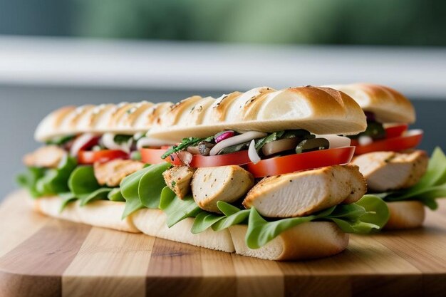 Foto close-up di un panino sulla tavola da taglio buenos airesargentina