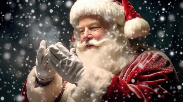 closeup of santa claus in the snow