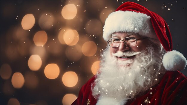 CLOSEUP OF A SANTA CLAUS WITH BOKEH