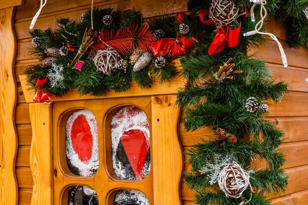 Closeup of the Santa house on city square