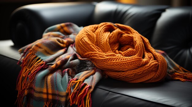 Closeup scarf on the couch