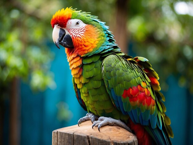 Closeup of a scarlet macaw from side view scarlet macaw closeup head