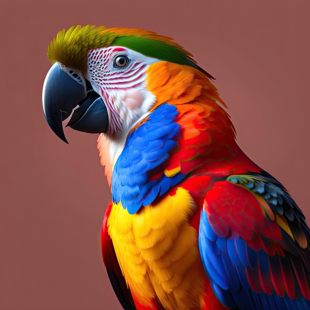 Closeup of a Scarlet Macaw isolated on transparent background PNG