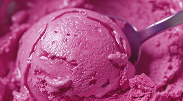 Photo closeup of a scoop of raspberry ice cream