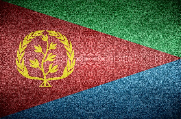 closeup Screen Eritrea flag concept on PVC leather for background