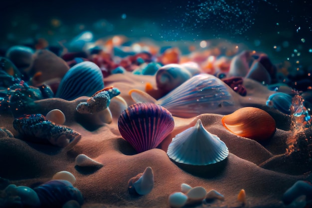 CloseUp Of Seashells Underwater Generative AIxA