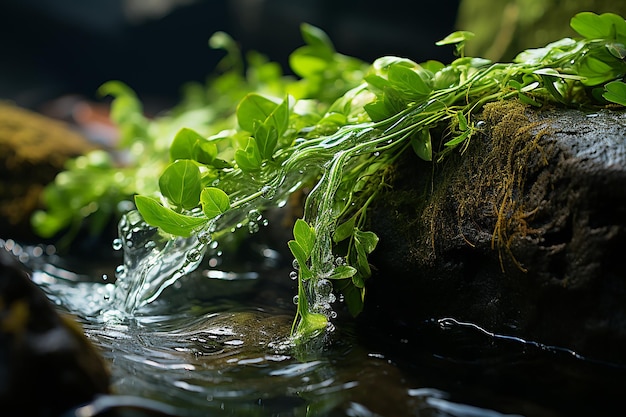 a closeup of seaweed gently swaying with the ebb AI generated