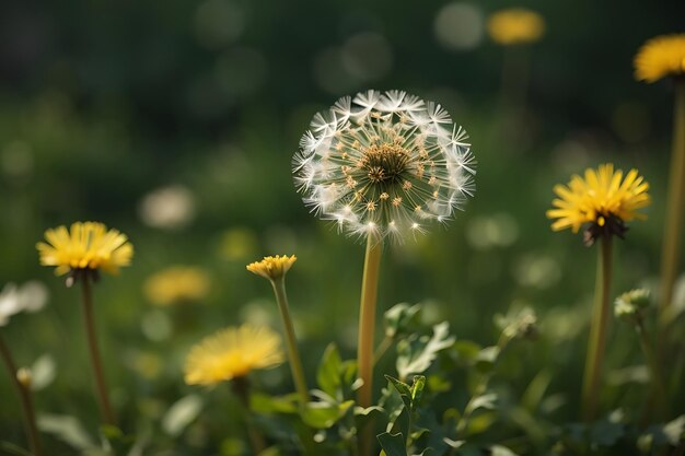 Closeup selective focus shot of a beautiful common dandelion