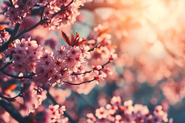 Closeup selective focus shot of a cherry blossom growing on a tree