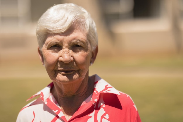 Closeup of senior woman looking at camera