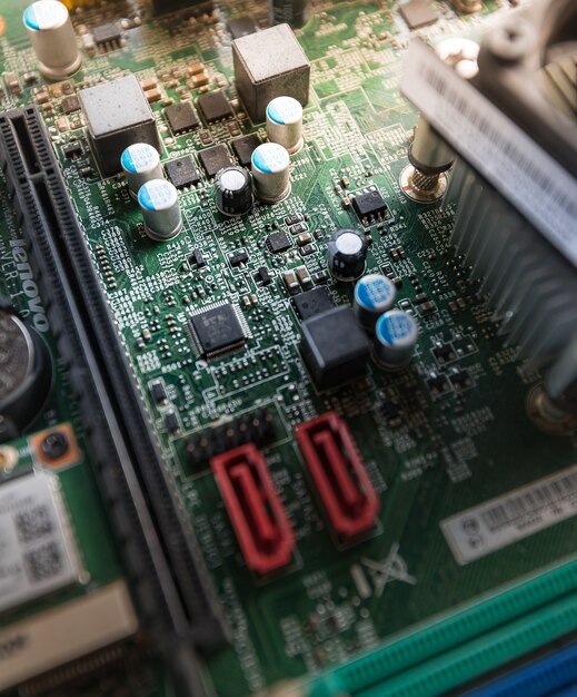 Closeup of server mainboard computer