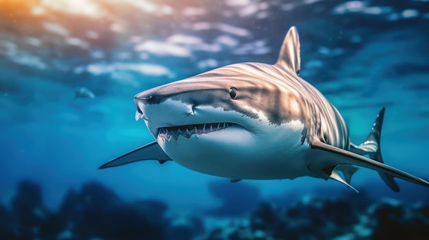 Closeup of shake open jaw in the sea