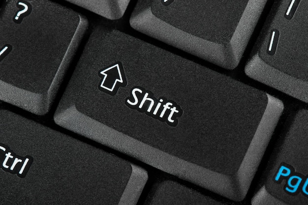 Closeup Shift key focused on a keyboard