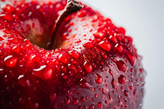 Клоуз-ап блестящего красного яблока на белом фоне Лучшая фотография яблока