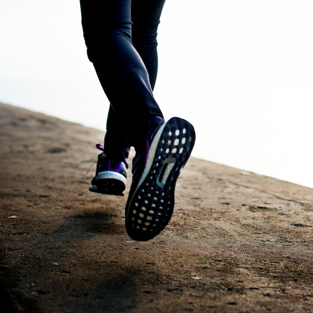 Closeup of shoes while running