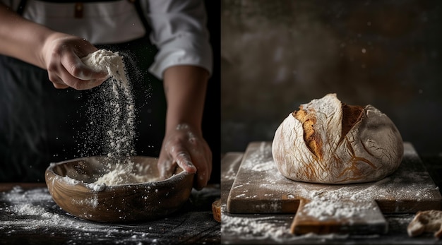 Closeup shot of artisan homemade sourdough bread for baking inspiration