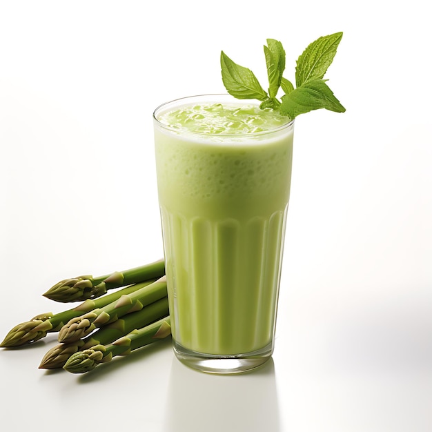 Closeup shot of an asparagus smoothie perfect for drink catalog