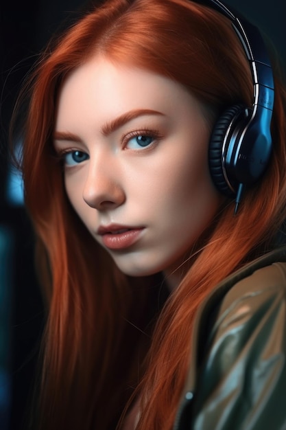 Closeup shot of an attractive young woman wearing headphones