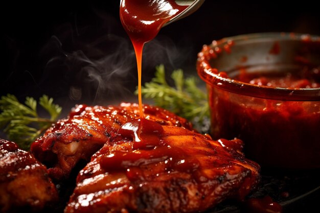 Foto una ripresa ravvicinata delle zampe di pollo al barbecue sulla griglia