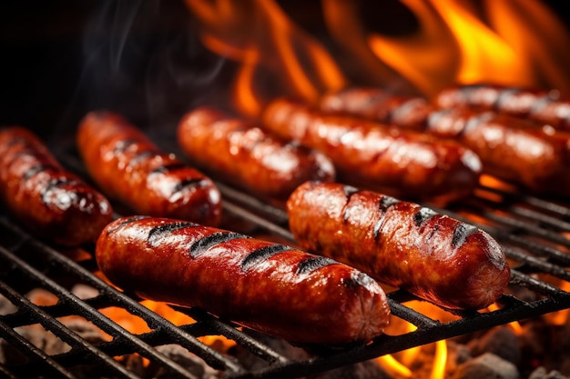 Photo a closeup shot of barbecue sausage links being grilled