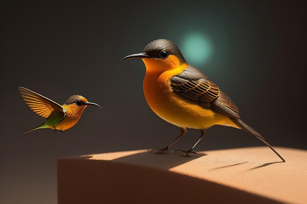 Closeup shot of beautiful Birds sitting on a tree branch surrounded by green leaves_24